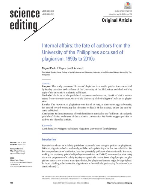 Internal Affairs: The Fate of Authors from the University of the .